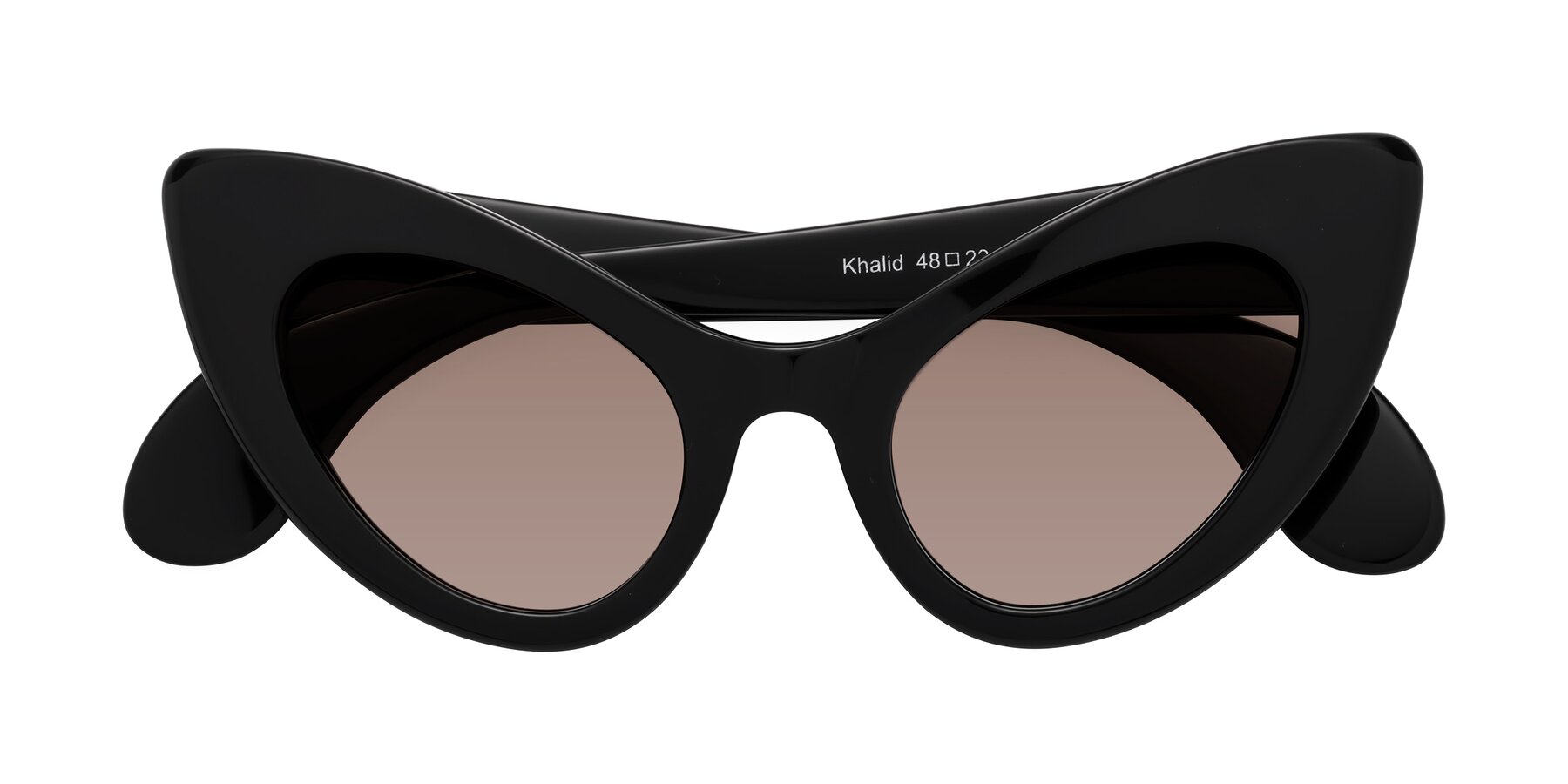 Folded Front of Khalid in Black with Medium Brown Tinted Lenses