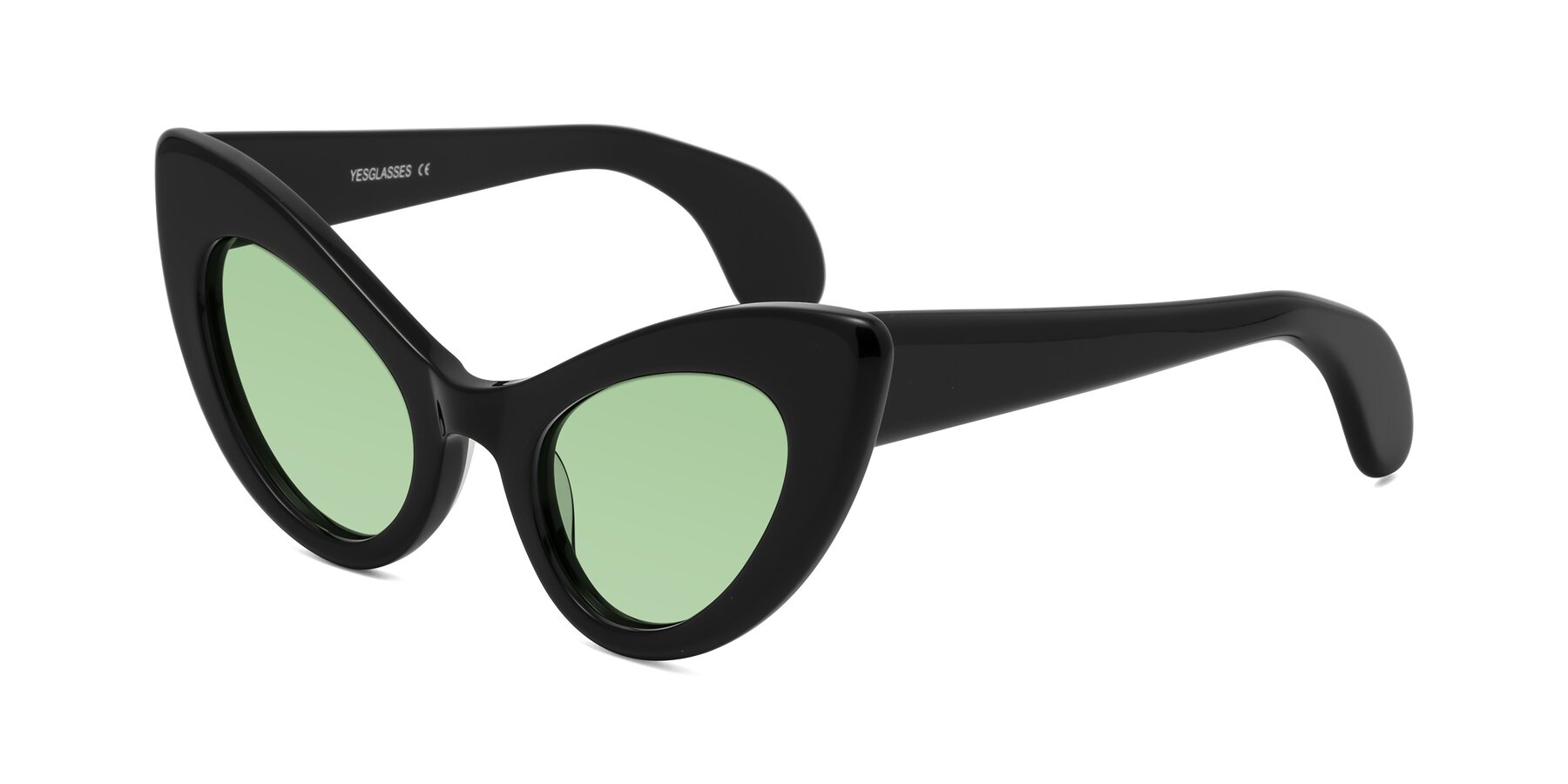 Angle of Khalid in Black with Medium Green Tinted Lenses