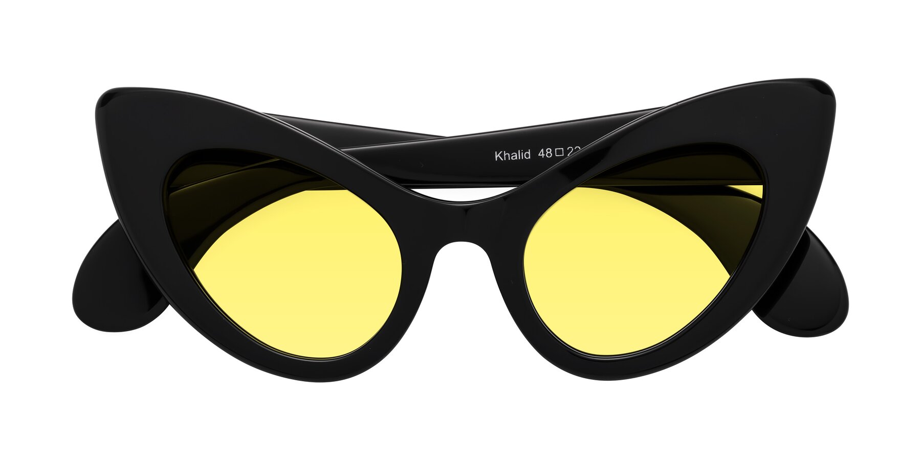 Folded Front of Khalid in Black with Medium Yellow Tinted Lenses