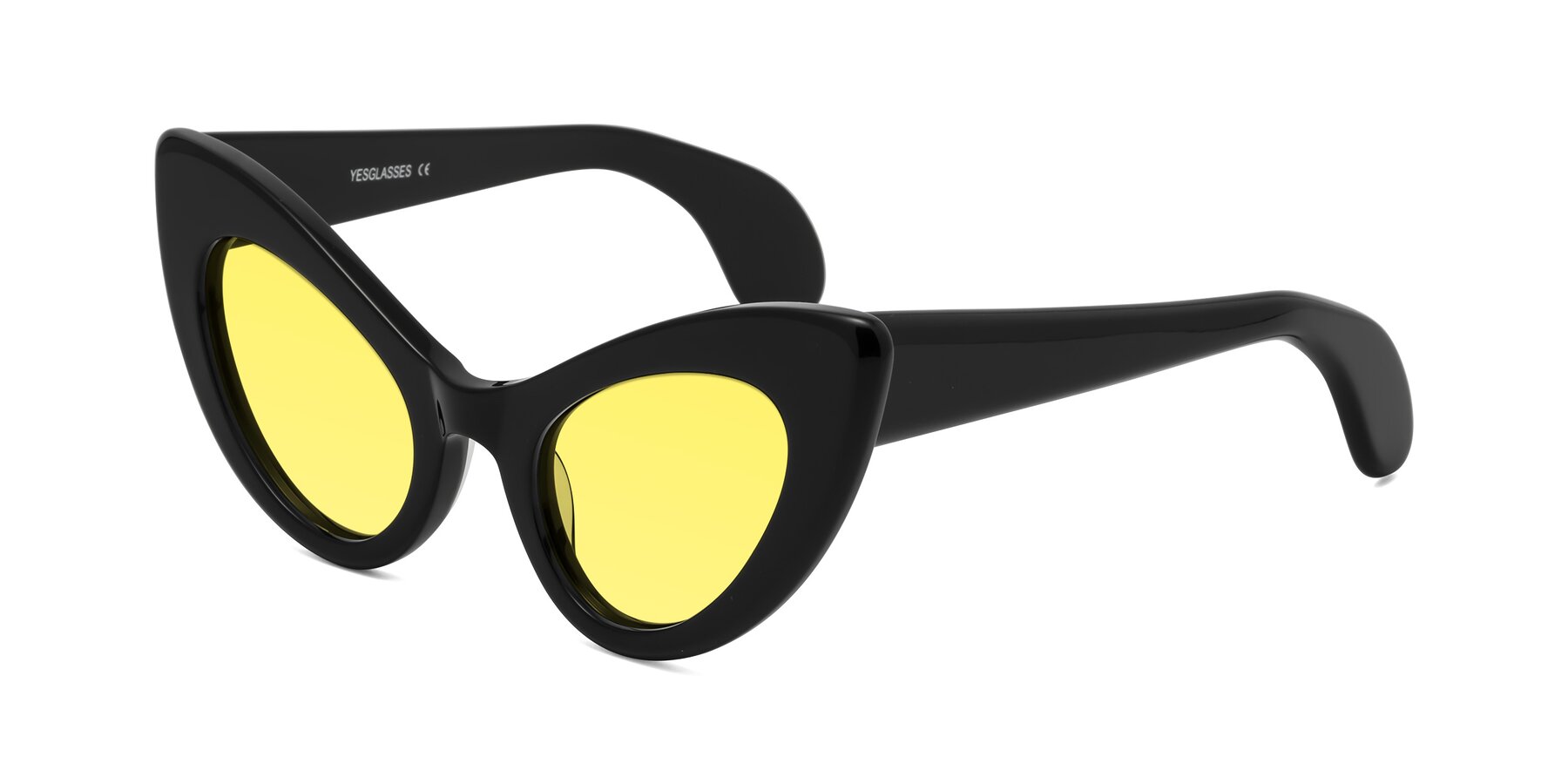 Angle of Khalid in Black with Medium Yellow Tinted Lenses
