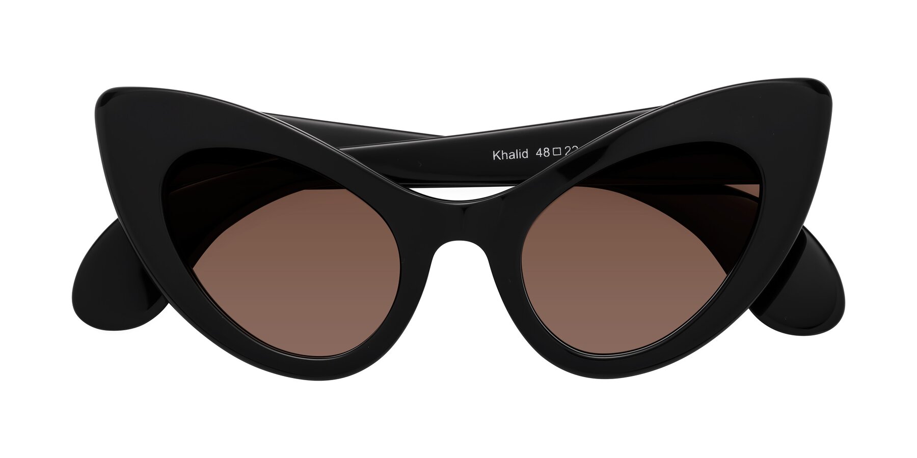 Folded Front of Khalid in Black with Brown Tinted Lenses