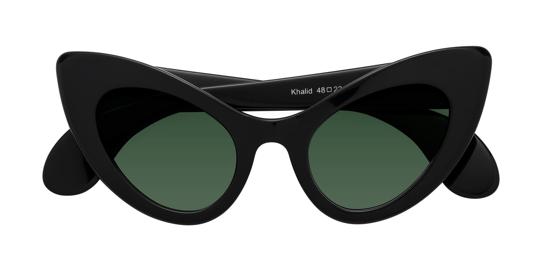 Folded Front of Khalid in Black with Green Tinted Lenses