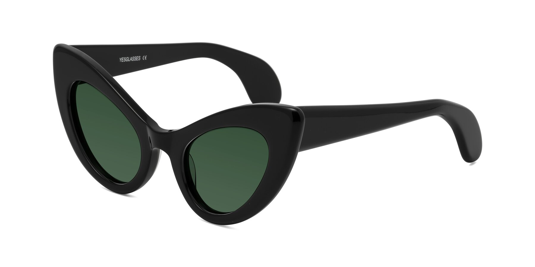 Angle of Khalid in Black with Green Tinted Lenses
