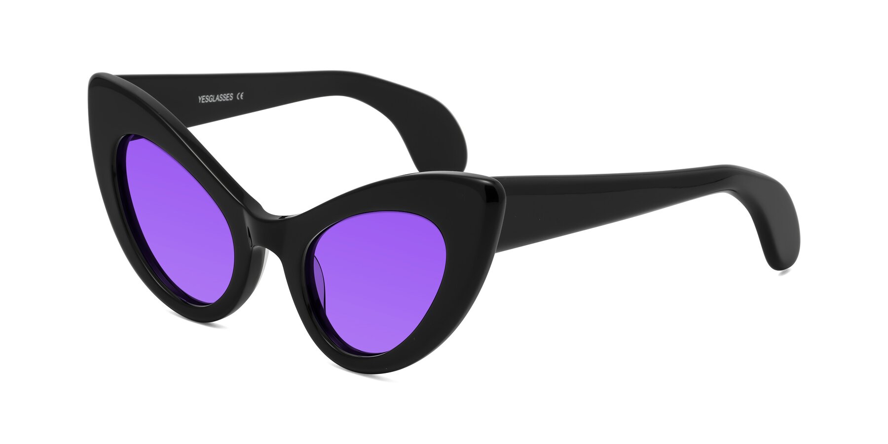 Angle of Khalid in Black with Purple Tinted Lenses