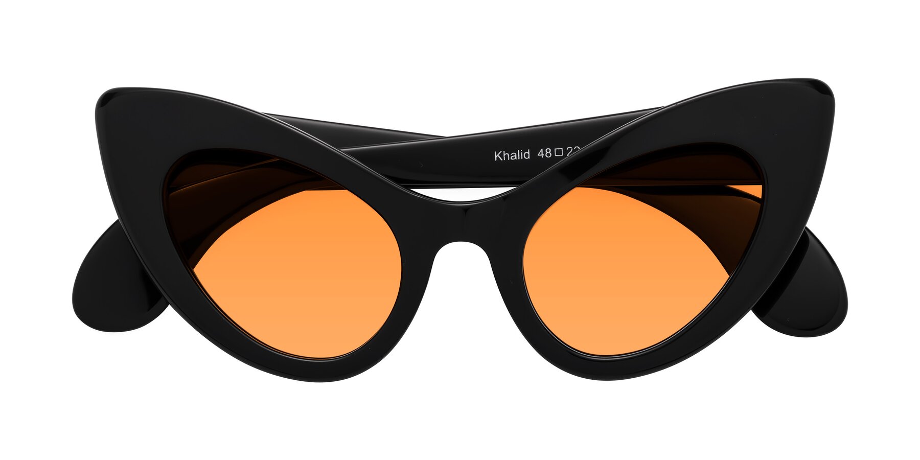 Folded Front of Khalid in Black with Orange Tinted Lenses