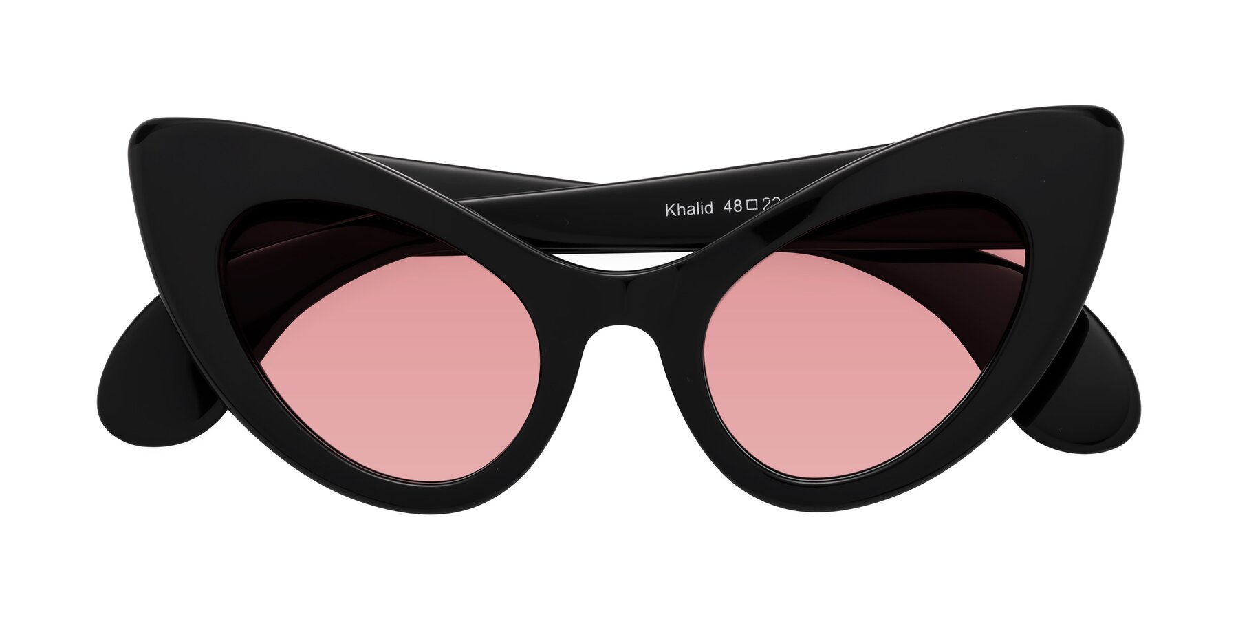 Folded Front of Khalid in Black with Medium Garnet Tinted Lenses