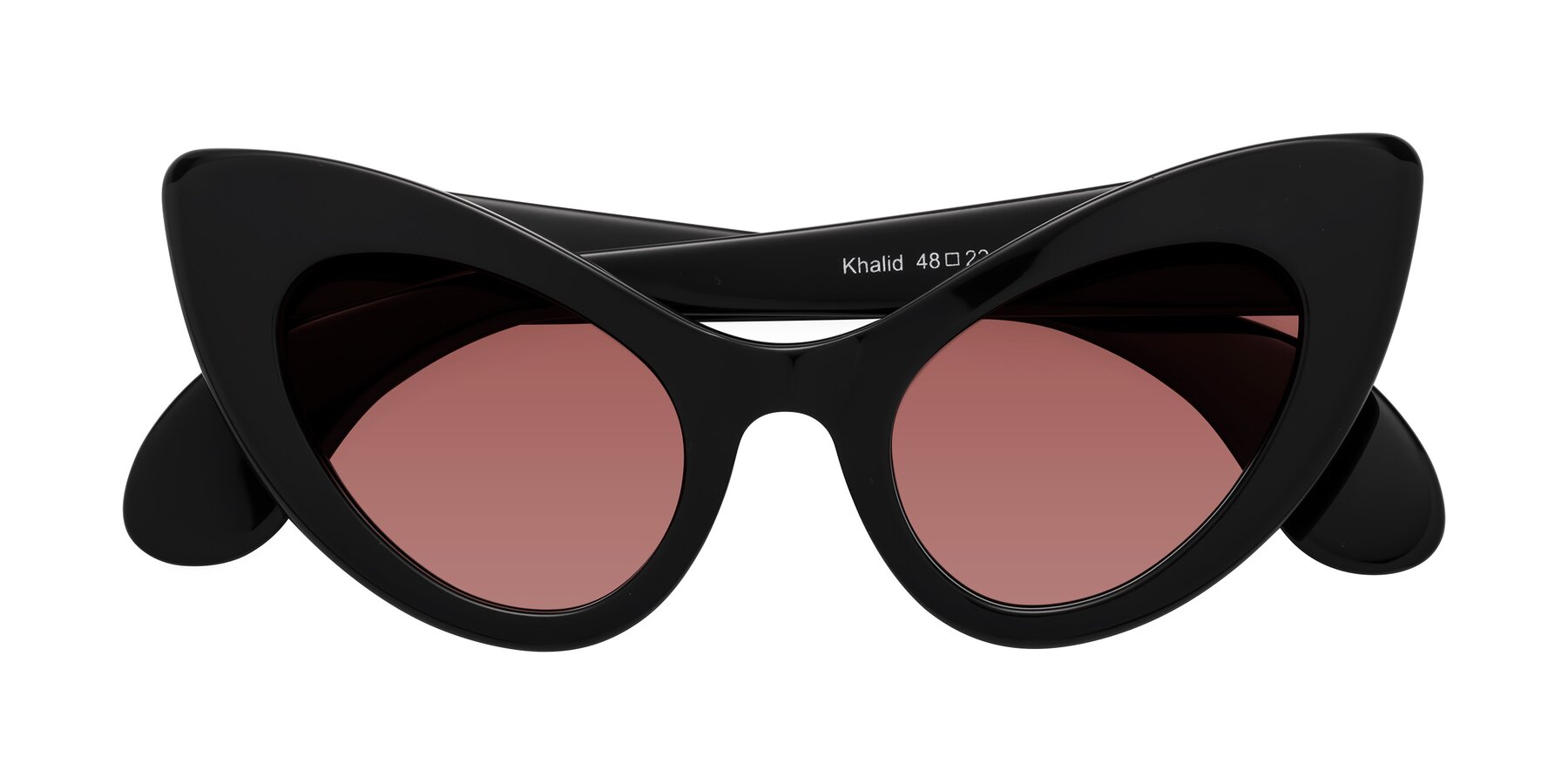 Folded Front of Khalid in Black with Garnet Tinted Lenses