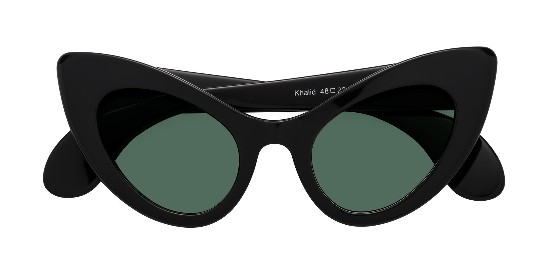 Folded Front of Khalid in Black with Green Polarized Lenses