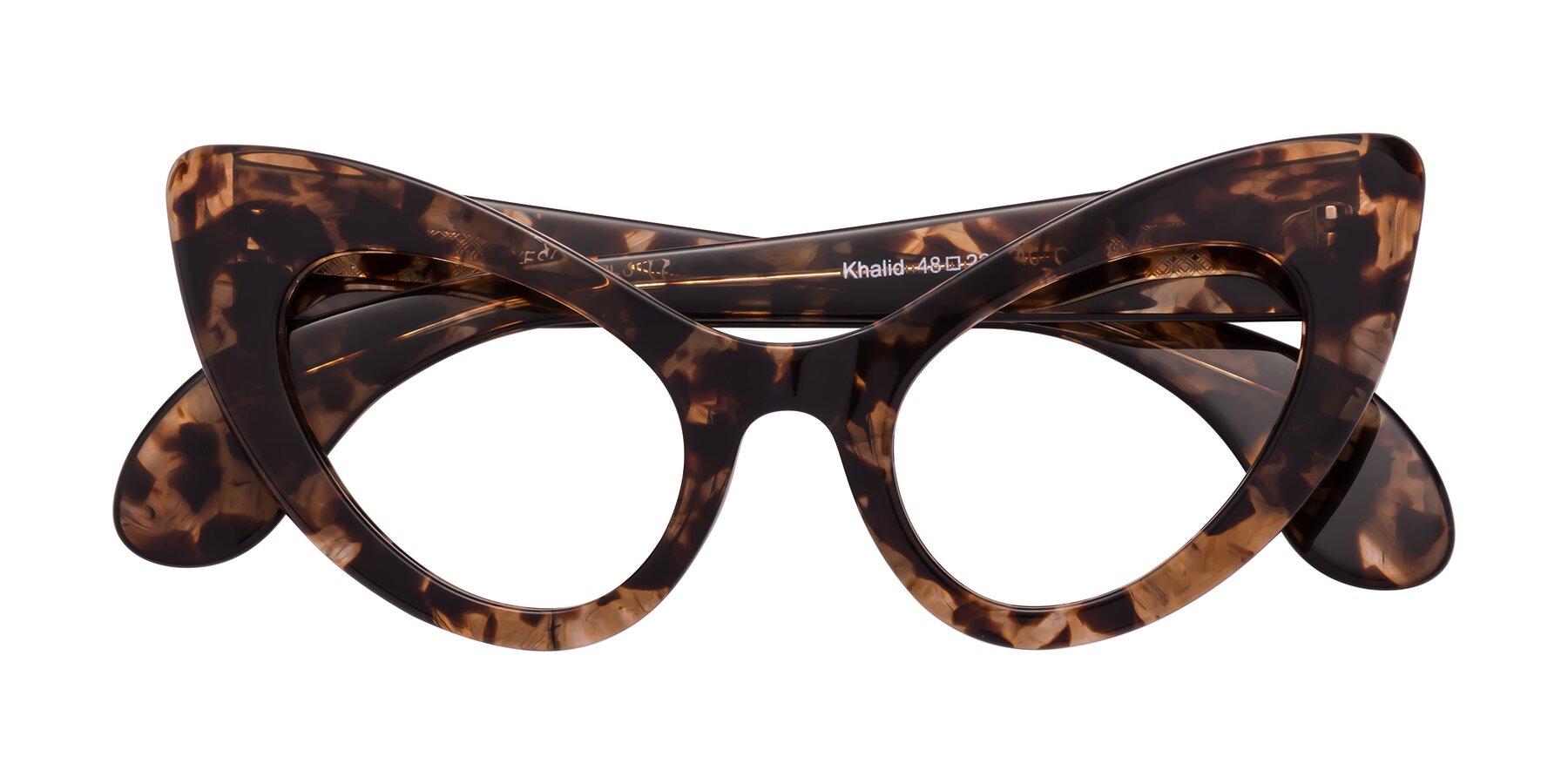 Folded Front of Khalid in Translucent Brown Tortoise with Clear Reading Eyeglass Lenses