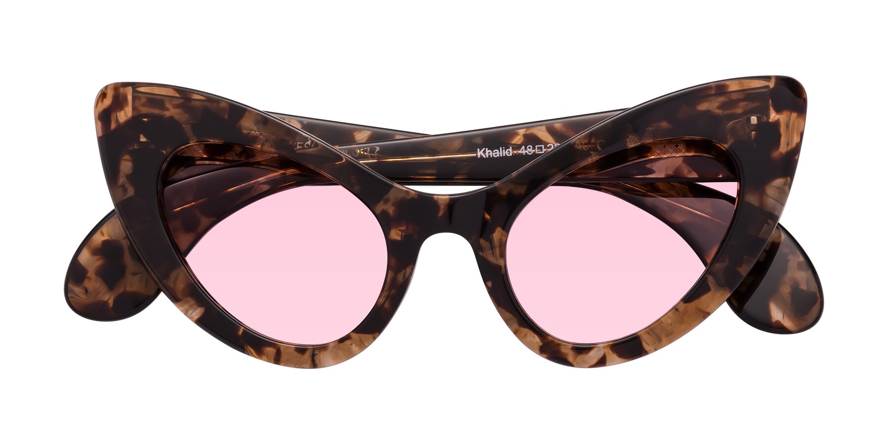 Folded Front of Khalid in Translucent Brown Tortoise with Light Pink Tinted Lenses
