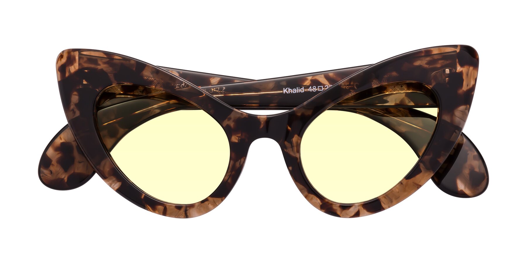 Folded Front of Khalid in Translucent Brown Tortoise with Light Yellow Tinted Lenses