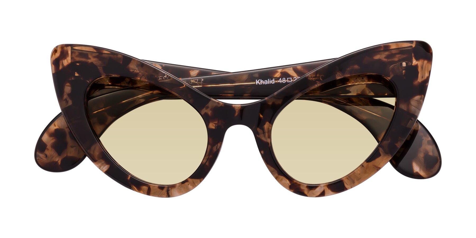 Folded Front of Khalid in Translucent Brown Tortoise with Light Champagne Tinted Lenses