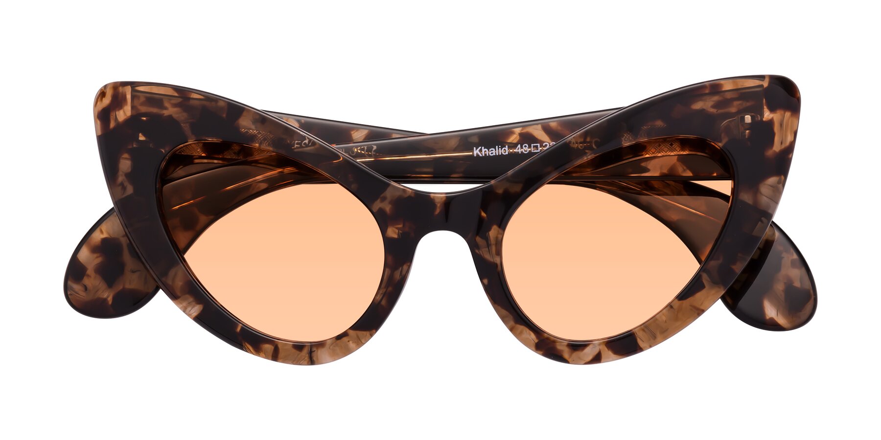 Folded Front of Khalid in Translucent Brown Tortoise with Light Orange Tinted Lenses