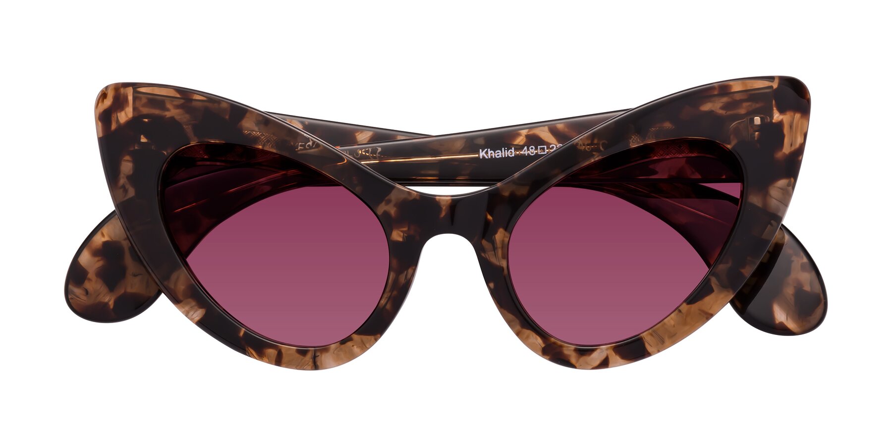 Folded Front of Khalid in Translucent Brown Tortoise with Wine Tinted Lenses