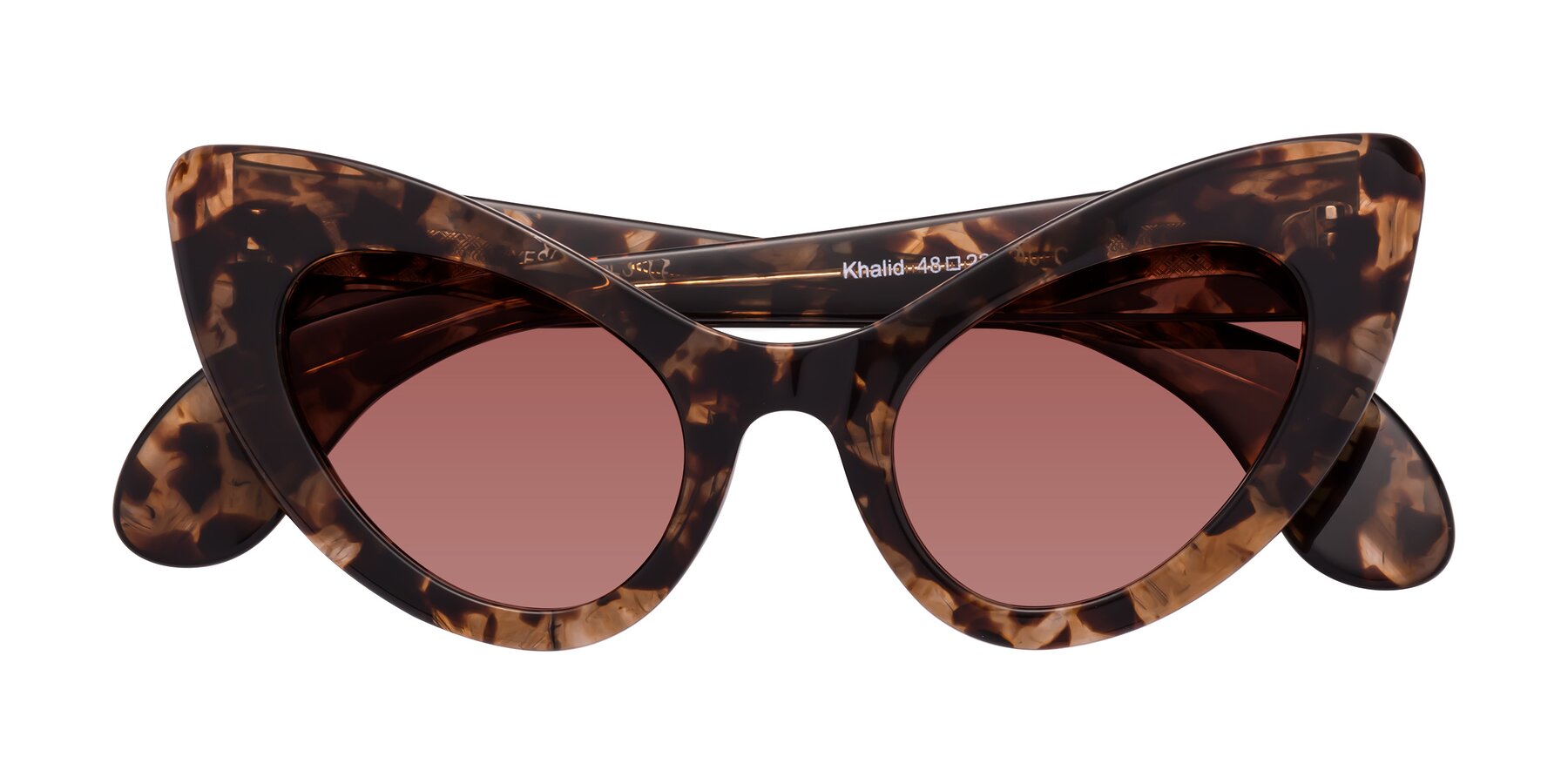 Folded Front of Khalid in Translucent Brown Tortoise with Garnet Tinted Lenses