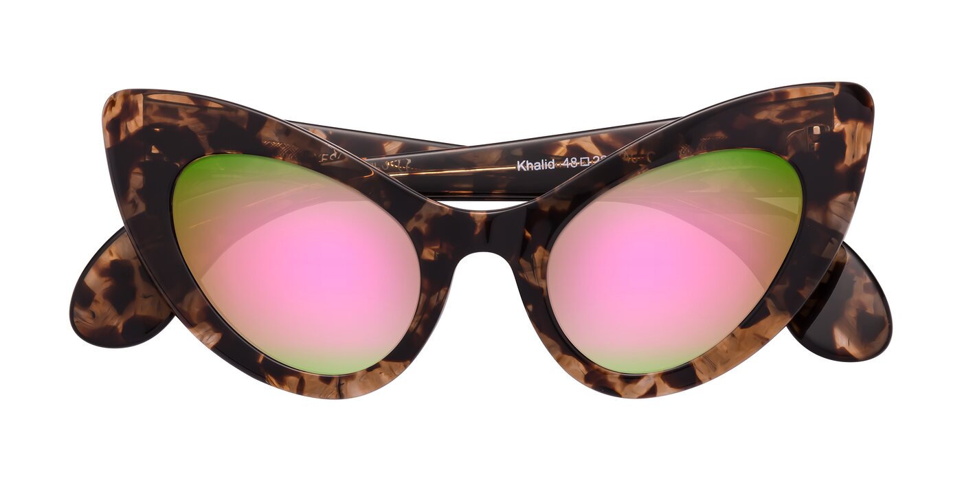 Khalid - Translucent Brown Tortoise Flash Mirrored Sunglasses