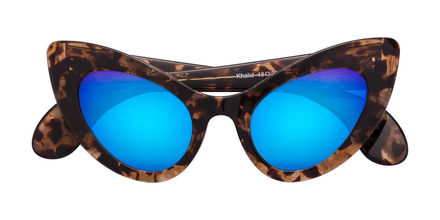 Khalid - Translucent Brown Tortoise Flash Mirrored Sunglasses