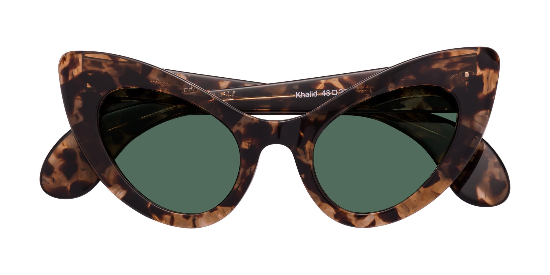 Folded Front of Khalid in Translucent Brown Tortoise with Green Polarized Lenses