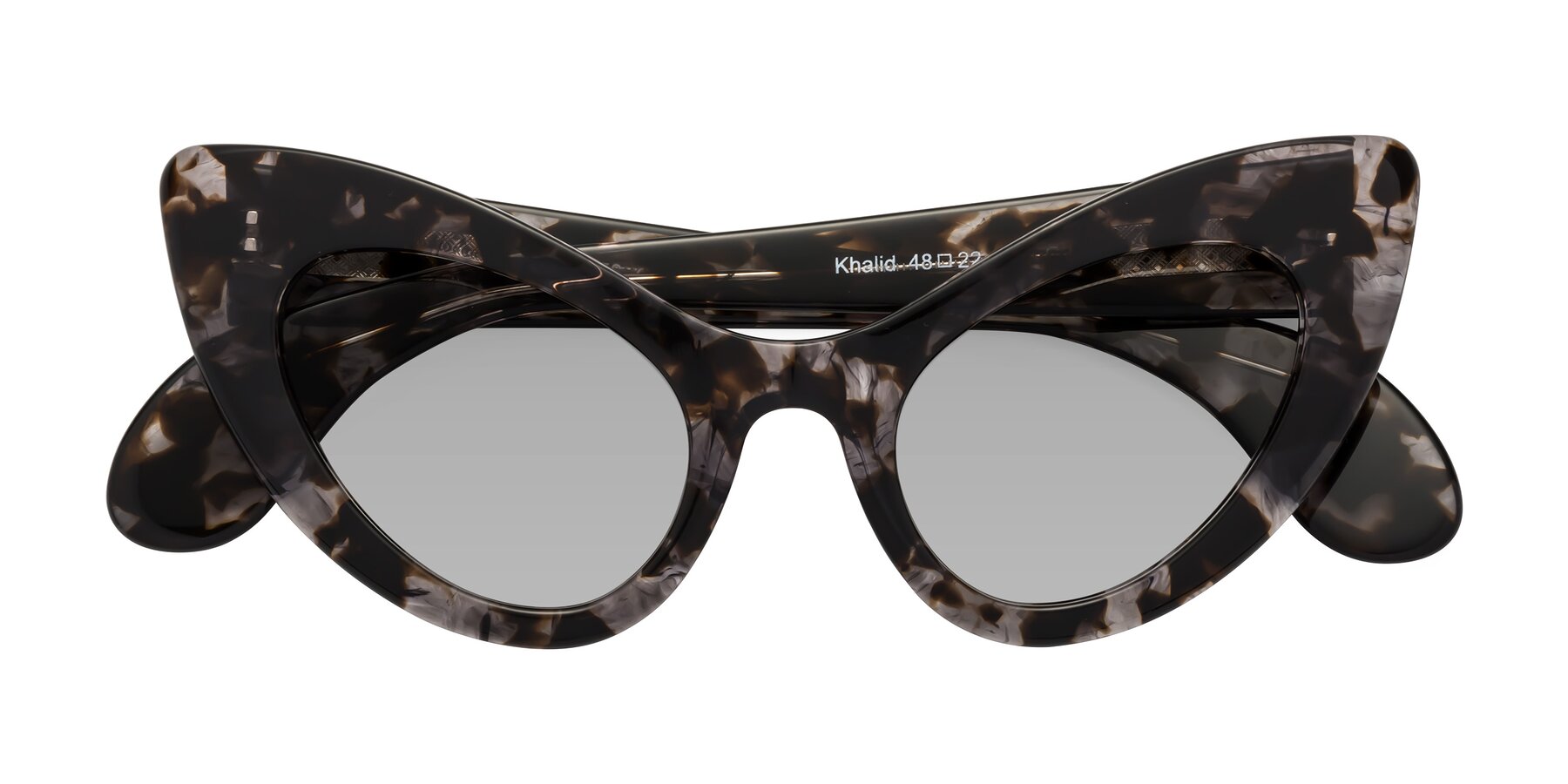 Folded Front of Khalid in Translucent Gray Tortoise with Light Gray Tinted Lenses