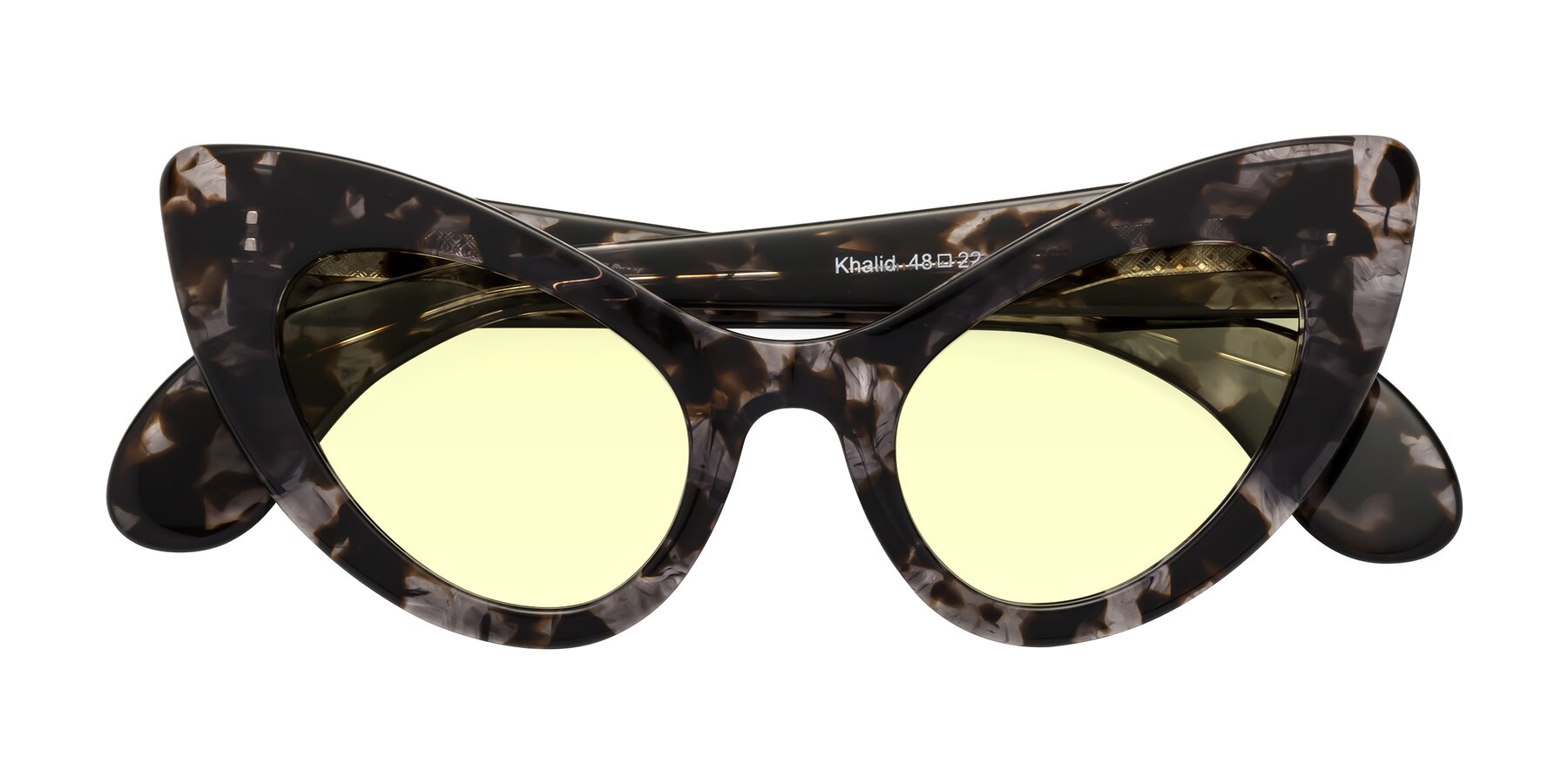 Folded Front of Khalid in Translucent Gray Tortoise with Light Yellow Tinted Lenses