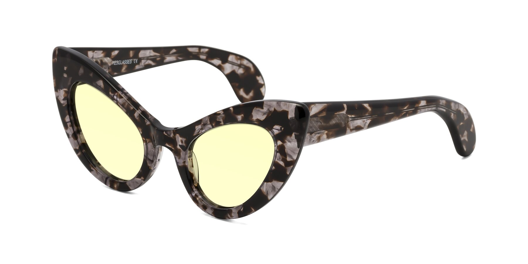 Angle of Khalid in Translucent Gray Tortoise with Light Yellow Tinted Lenses
