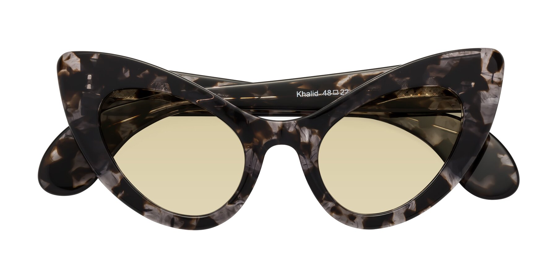 Folded Front of Khalid in Translucent Gray Tortoise with Light Champagne Tinted Lenses