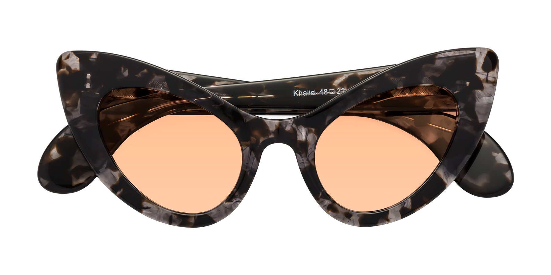 Folded Front of Khalid in Translucent Gray Tortoise with Light Orange Tinted Lenses