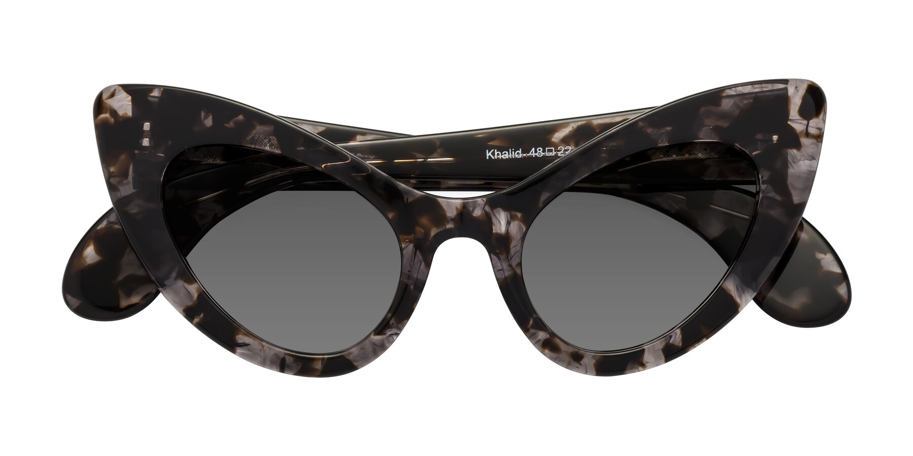 Folded Front of Khalid in Translucent Gray Tortoise with Medium Gray Tinted Lenses