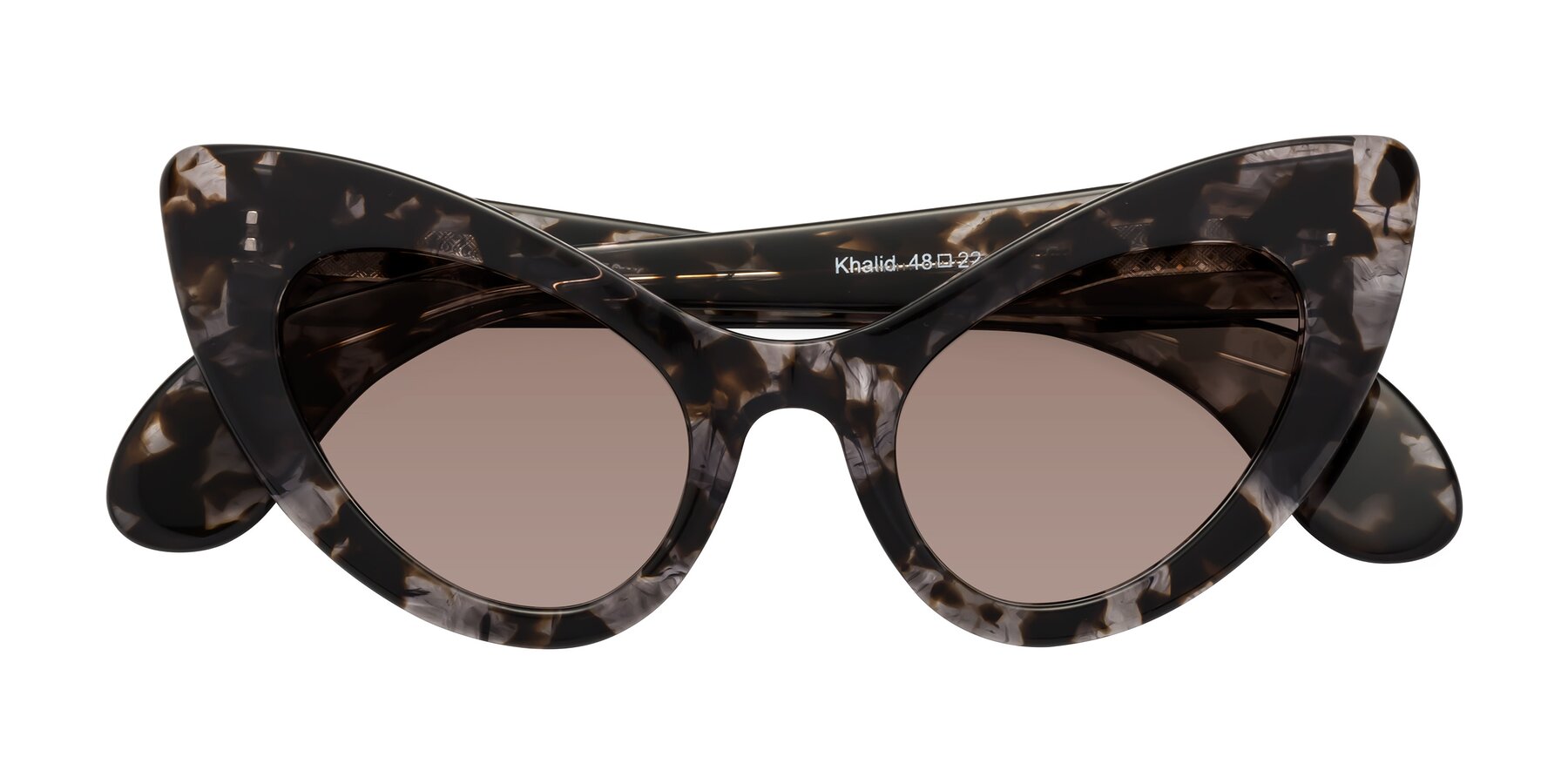 Folded Front of Khalid in Translucent Gray Tortoise with Medium Brown Tinted Lenses