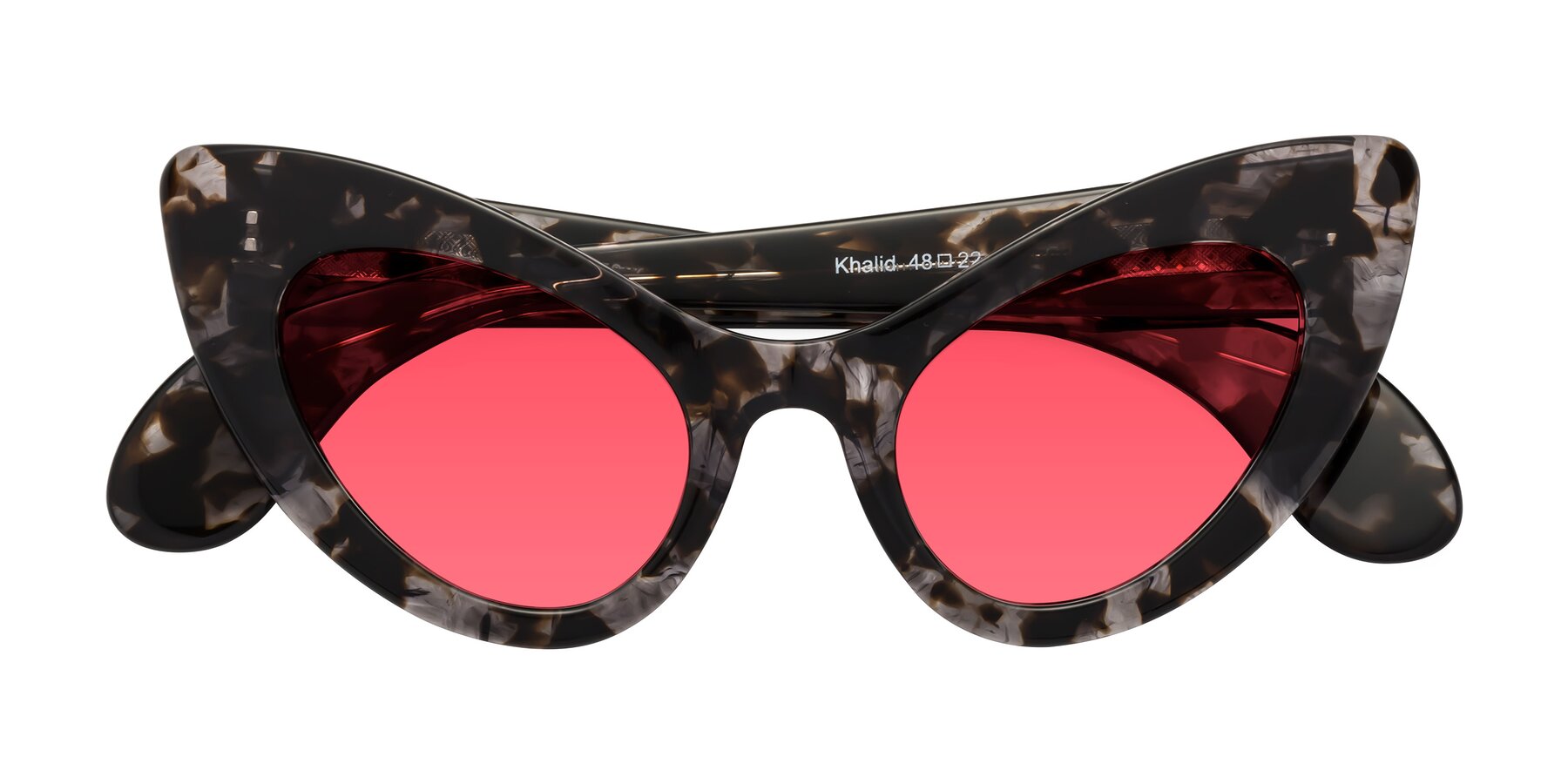Folded Front of Khalid in Translucent Gray Tortoise with Red Tinted Lenses