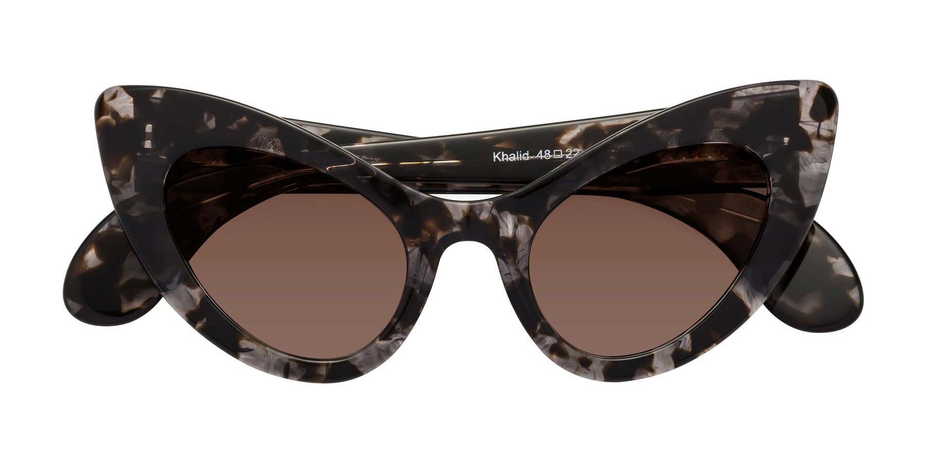 Folded Front of Khalid in Translucent Gray Tortoise with Brown Tinted Lenses