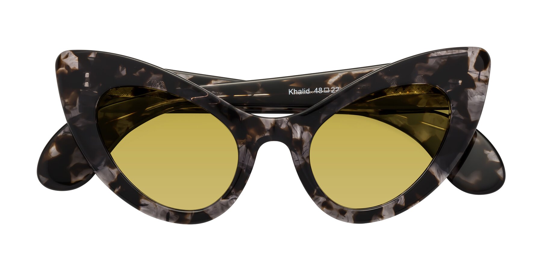 Folded Front of Khalid in Translucent Gray Tortoise with Champagne Tinted Lenses