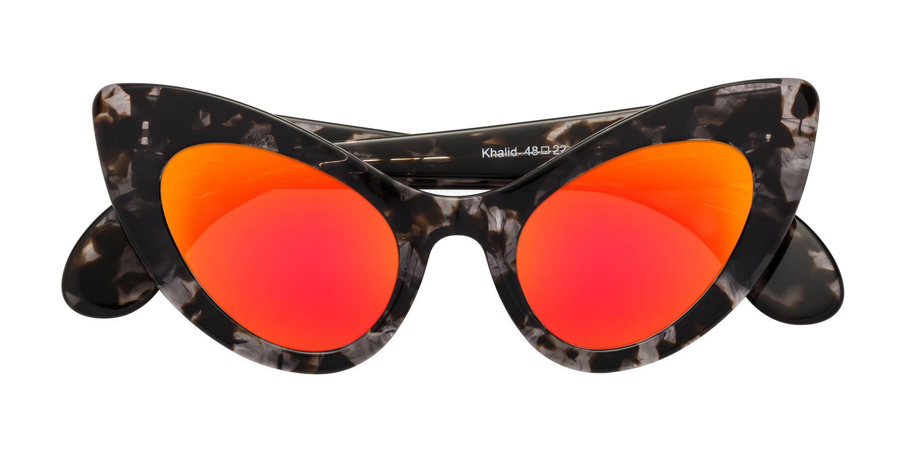 Folded Front of Khalid in Translucent Gray Tortoise with Red Gold Mirrored Lenses
