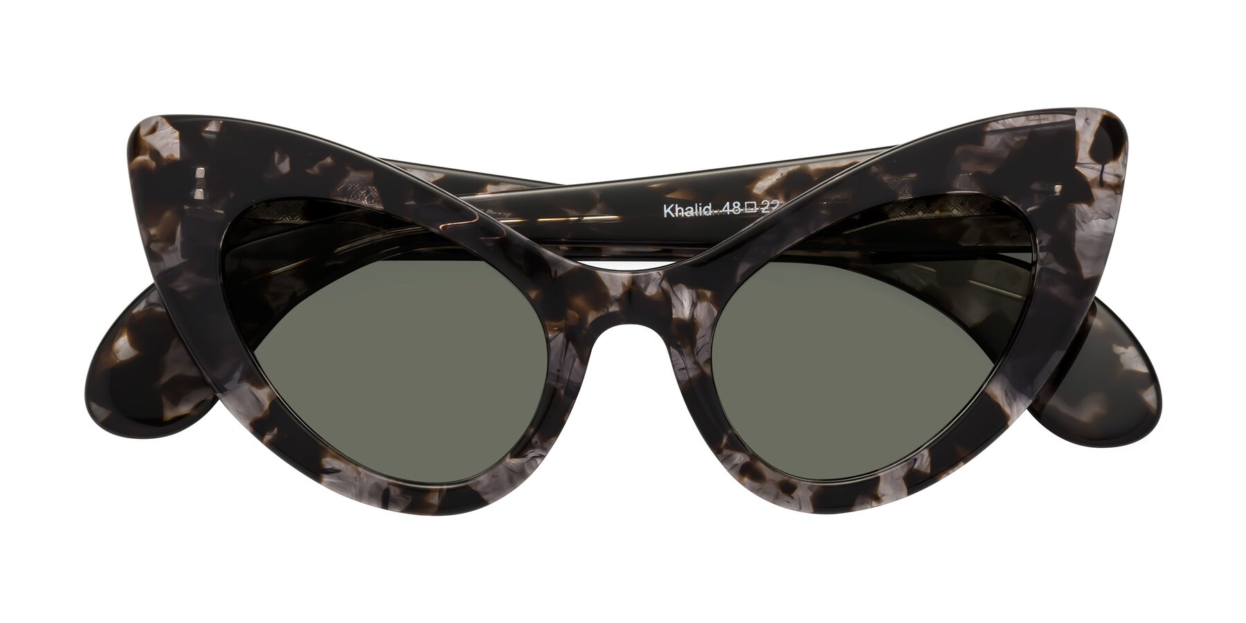 Folded Front of Khalid in Translucent Gray Tortoise with Gray Polarized Lenses
