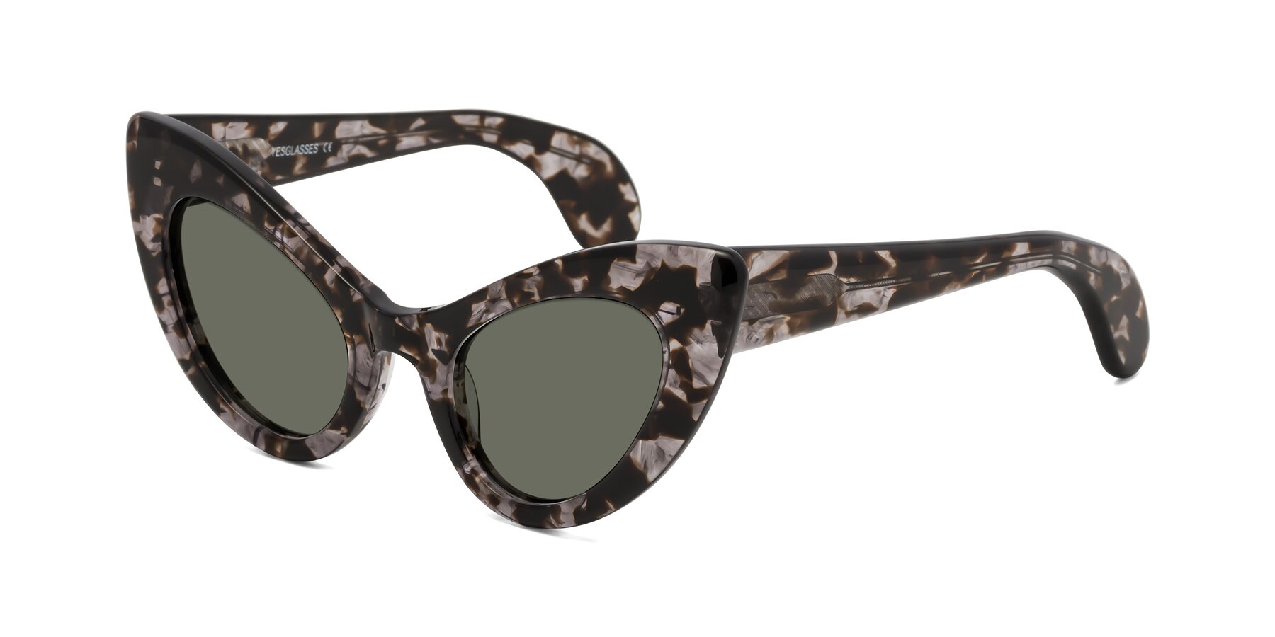 Angle of Khalid in Translucent Gray Tortoise with Gray Polarized Lenses