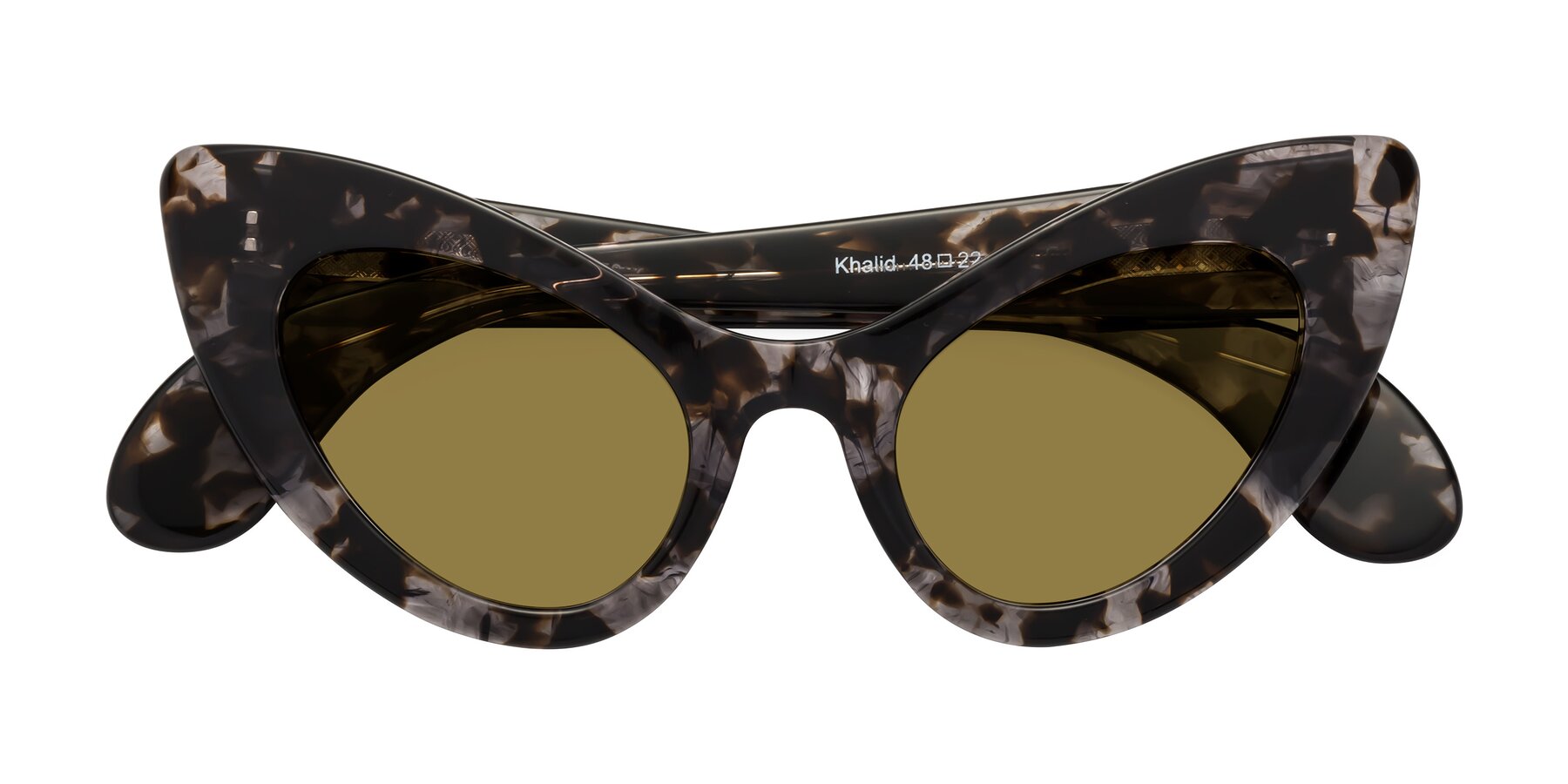 Folded Front of Khalid in Translucent Gray Tortoise with Brown Polarized Lenses