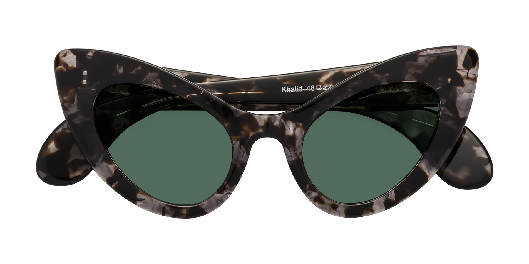 Folded Front of Khalid in Translucent Gray Tortoise with Green Polarized Lenses