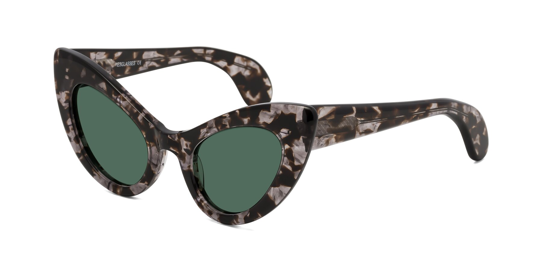 Angle of Khalid in Translucent Gray Tortoise with Green Polarized Lenses