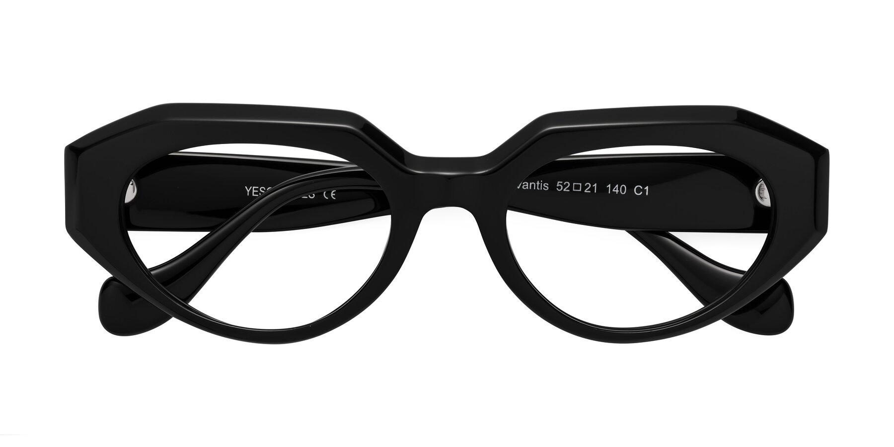 Folded Front of Vantis in Black with Clear Eyeglass Lenses