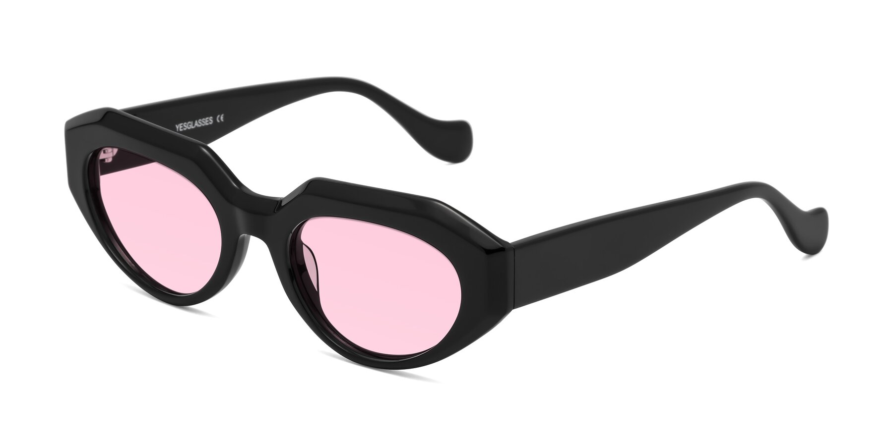 Angle of Vantis in Black with Light Pink Tinted Lenses