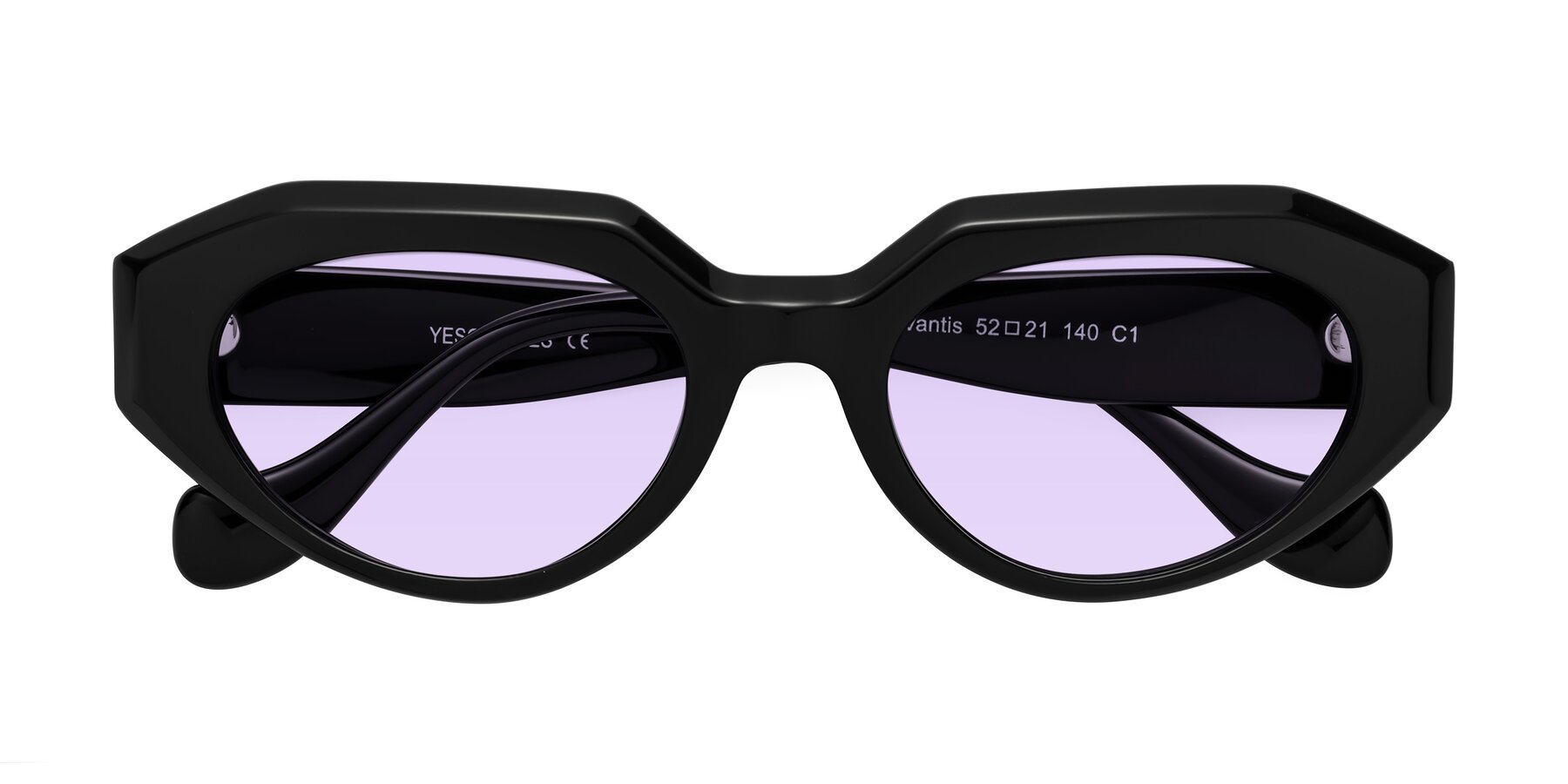 Folded Front of Vantis in Black with Light Purple Tinted Lenses