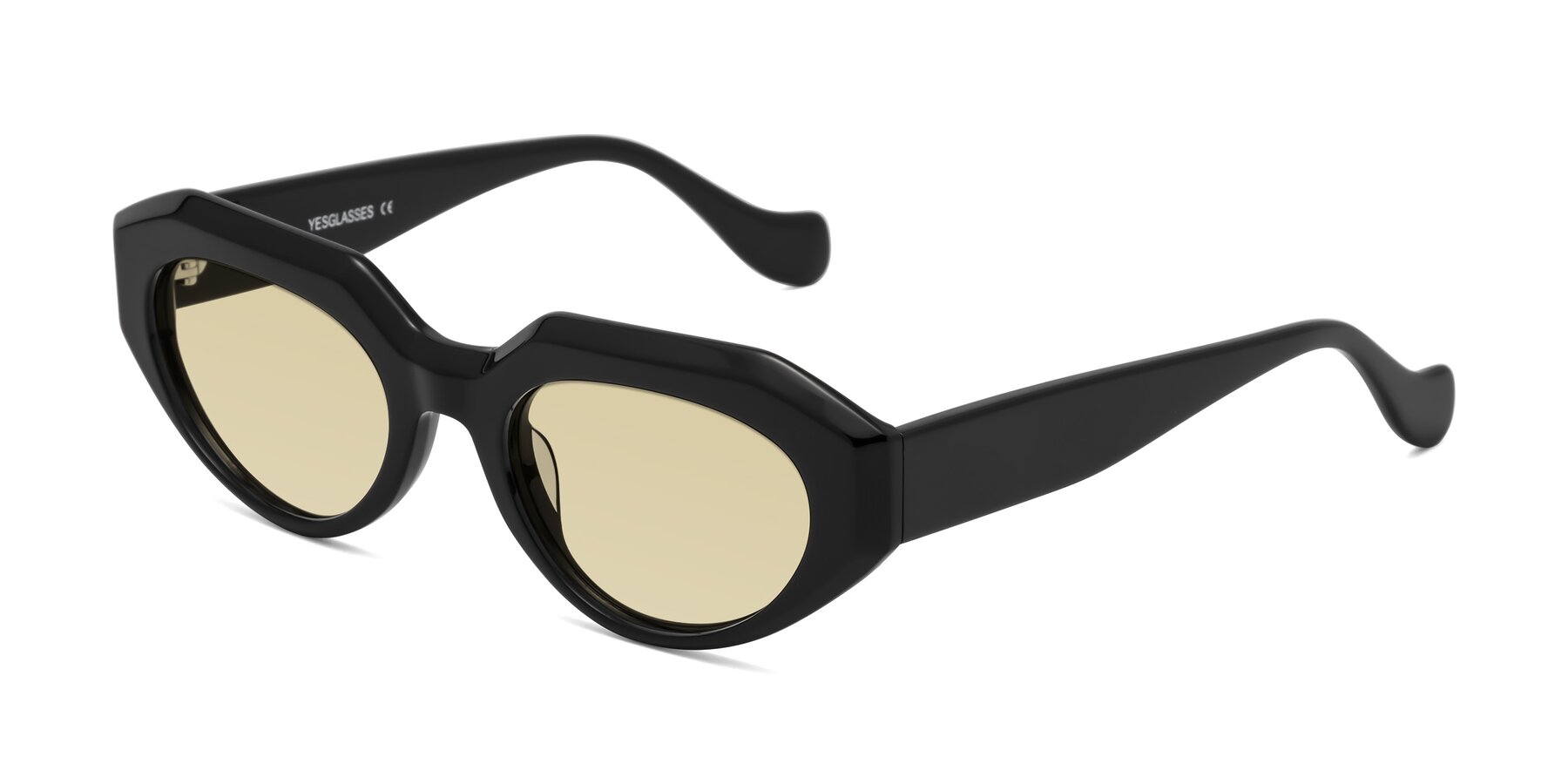 Angle of Vantis in Black with Light Champagne Tinted Lenses