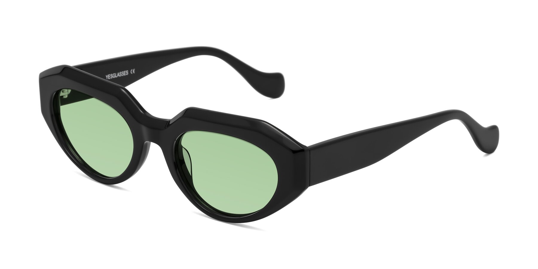 Angle of Vantis in Black with Medium Green Tinted Lenses