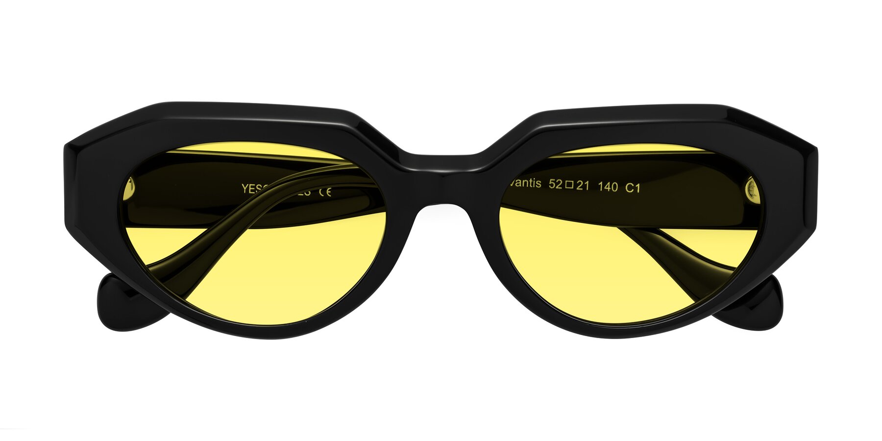 Folded Front of Vantis in Black with Medium Yellow Tinted Lenses