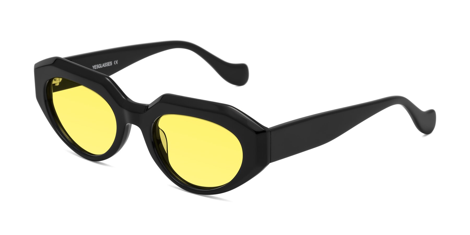 Angle of Vantis in Black with Medium Yellow Tinted Lenses