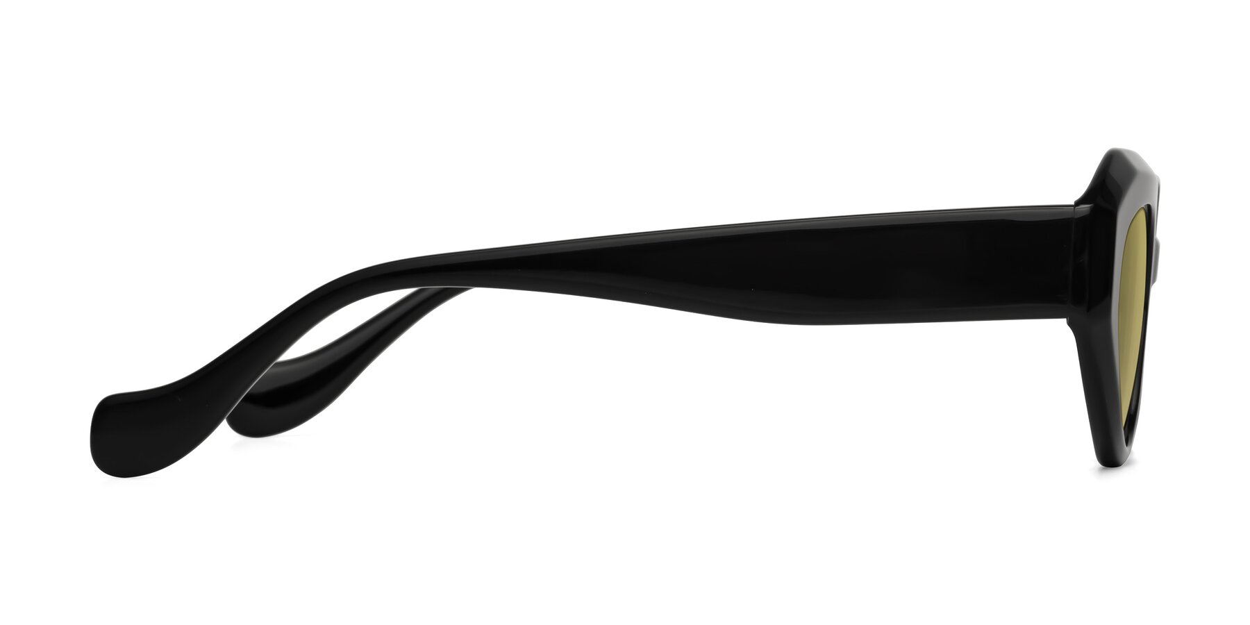 Side of Vantis in Black with Medium Champagne Tinted Lenses