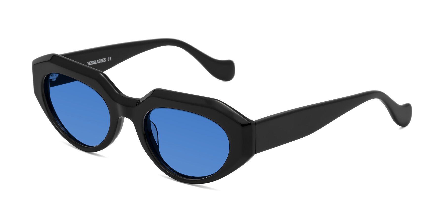 Angle of Vantis in Black with Blue Tinted Lenses
