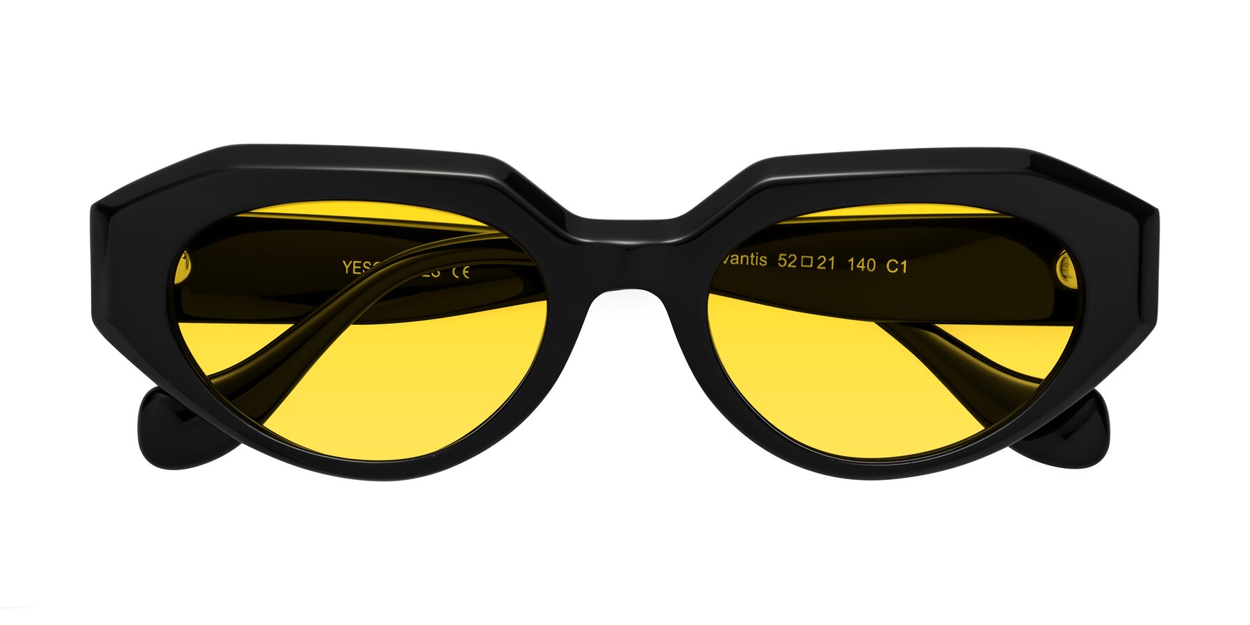 Folded Front of Vantis in Black with Yellow Tinted Lenses