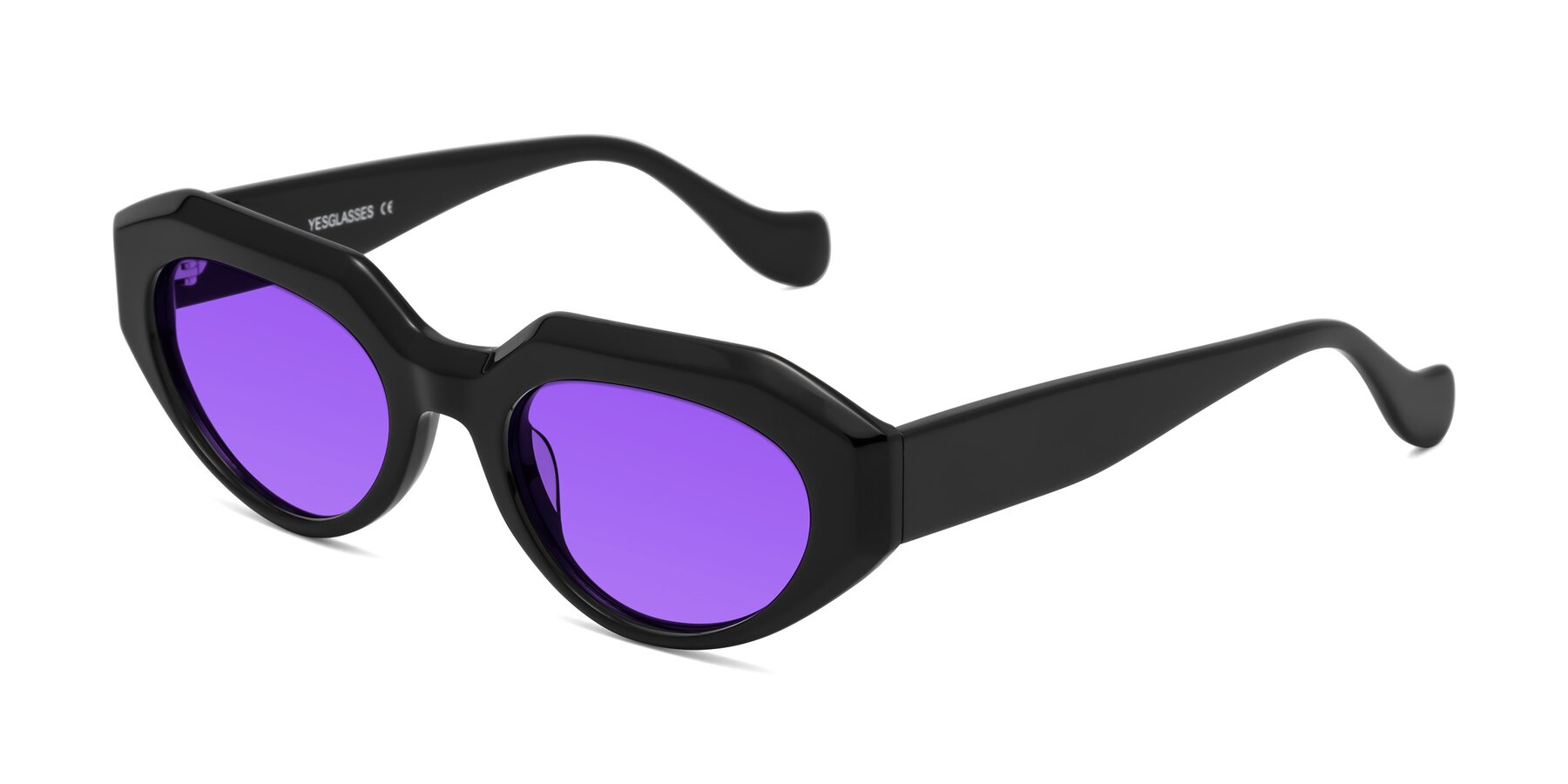 Angle of Vantis in Black with Purple Tinted Lenses