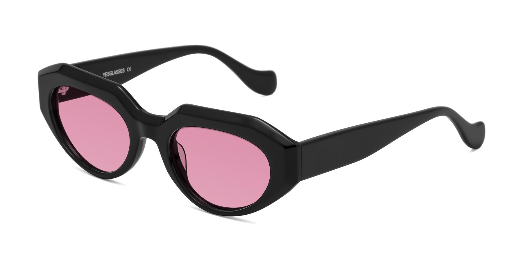 Angle of Vantis in Black with Medium Wine Tinted Lenses